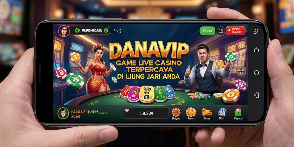 Screenshot gameplay DANAVIP menampilkan dealer langsung dan interaksi pemain.