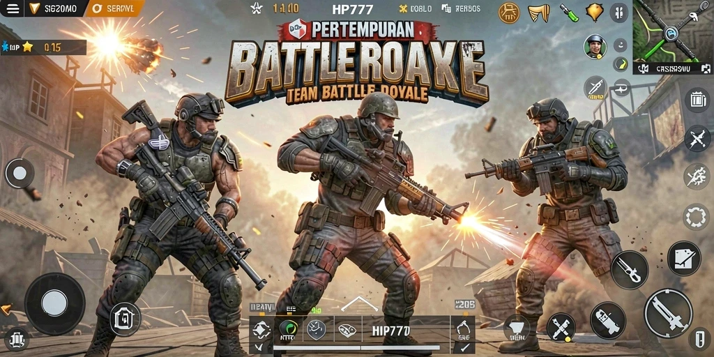 Gameplay seru HP777 dengan pertempuran intens antara pemain.