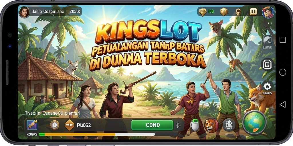 Gameplay seru di dunia terbuka KINGSLOT yang menampilkan berbagai petualangan.