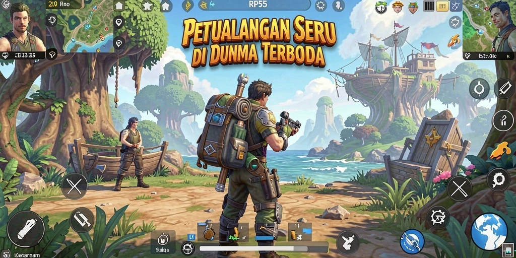 Gameplay RP55 menunjukkan petualangan menarik di dunia terbuka.
